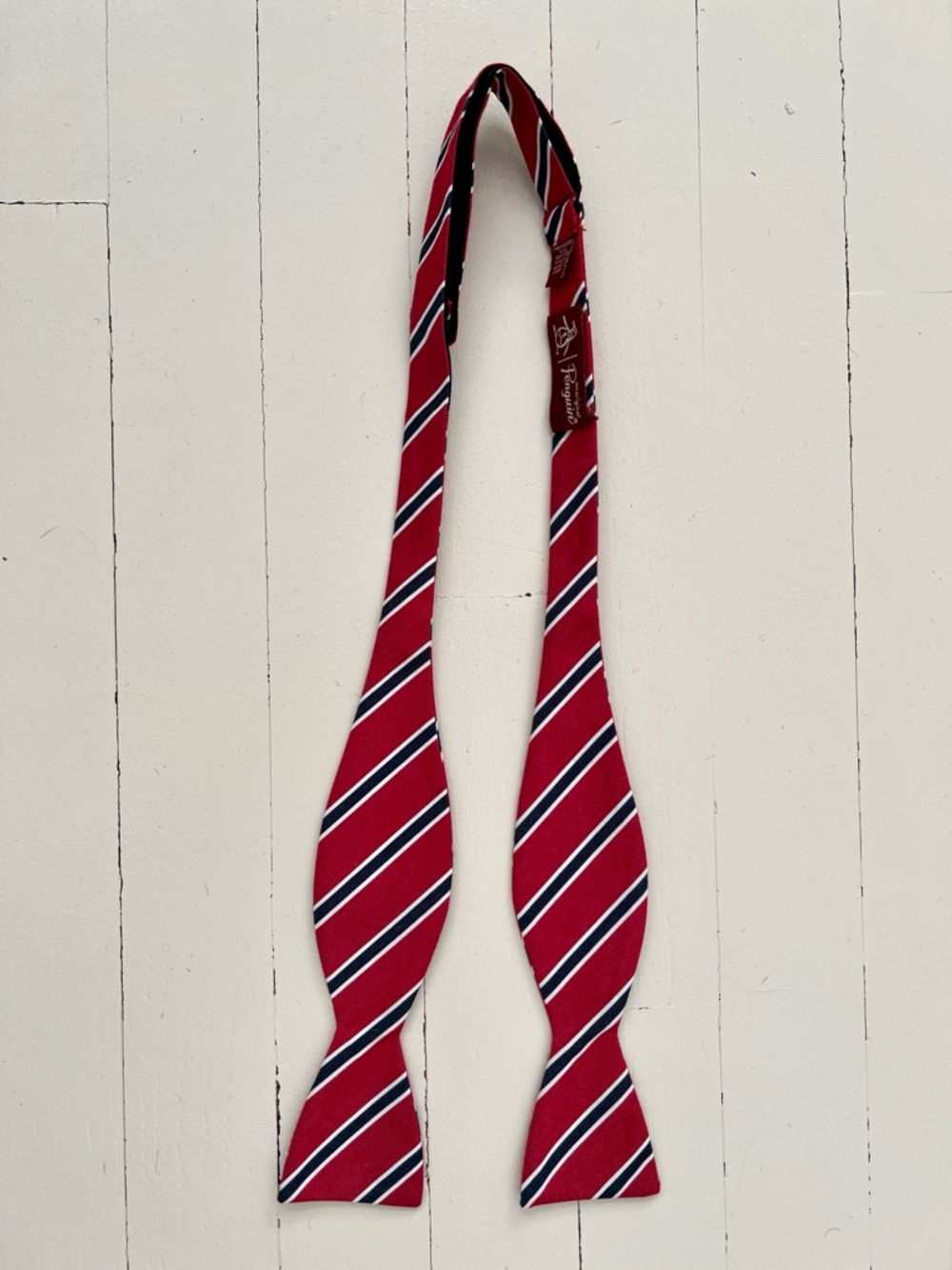 Original Penguin Red/Navy/White Striped Self-Tie Bow Tie